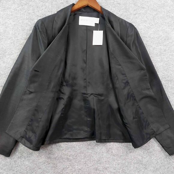 Hugo Buscati Blazer Womens 14 Black 100% Silk Jacket Dressy 2 Button Lined Suit - Picture 8 of 11